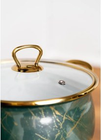 La mâna a doua: Aragaz Goldmann GM 8017-22G, 5l, 22x14 cm, Emailat, Inducție, Capac din sticlă, Verde smarald