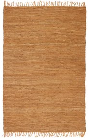 Covor tesut manual Chindi din piele, 190 x 280 cm, bronz Cafeniu, 190 x 280 cm