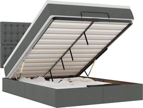 vidaXL Cadru pat otoman cu saltea țesătură gri închis 140x200 cm
