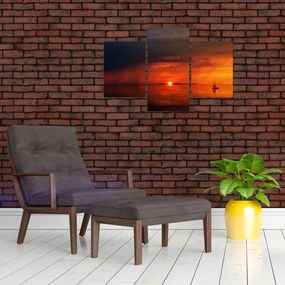 Tabloul apusului de soare cu barca (90x60 cm)