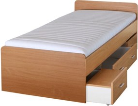 Cadru pat DUET 90x200, fag, PAL/metal, cu sertare