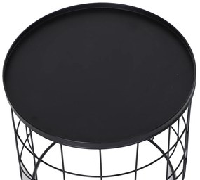Outsunny Set 2 Piese Masuta de Cafea din Metal Negru , Φ50x50cm & Φ41.5x35.5cm
