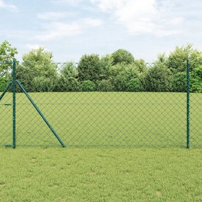 vidaXL Set de Stâlpi de Gard Verde 1.4 x 25 m Oțel Galvanizat