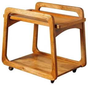 Masuta de cafea, din lemn de mango, cu tava detasabila si roti, Trapeze