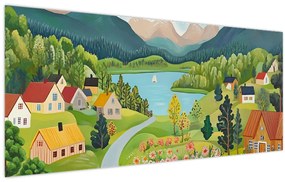 Tablou - Sat în Munți (120x50 cm)