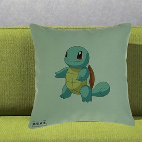 Perna Personalizata Squirtle Pokemon, 40x40 cm, Verde, Husa Detasabila, Perna Inclusa, BEKZ®