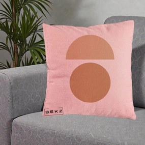 Perna Decorativa Geometric Minimalist Auriu, 40x40 cm, Roz, Husa Detasabila, Perna Inclusa, BEKZ®