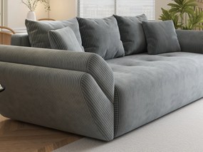 Canapea extensibilă dumonde cu ladă de depozitare si sezut confortabil din spuma high-density, Berlin Zoom Grey 250x100 cm