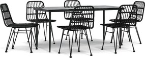 vidaXL Set mobilier de grădină, 7 piese, negru, poliratan