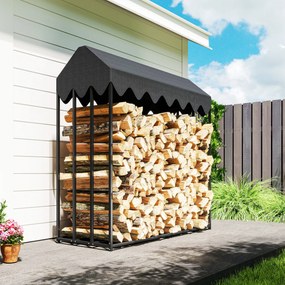 Outsunny Suport lemne exterior, raft pentru lemne cu husă de protecție 600D Oxford capacitate 1,9 m³, oțel 186x70x185cm negru | Aosom Romania