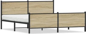 vidaXL Cadru de pat metalic fără saltea, stejar sonoma, 180x200 cm