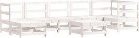 vidaXL Set mobilier relaxare grădină, 8 piese, alb, lemn masiv de pin