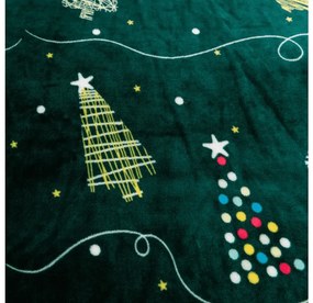 Set 2buc lenjerie cocolino CHRISTMAS DRIFT verde + cearsaf Cocolino microplus cu elastic SOFT 180x200 cm alb, pat dublu