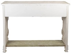 Consolă shabby chic, cu ornamente sculptate, finisaj alb antichizat, Lisette