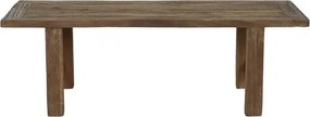 Măsuță de cafea dreptunghiulară din lemn de tec reciclat, natur, cu picioare masive, finisaj mat, 45 x 140 x 70 cm, „Deneris” – Ethnic Collections