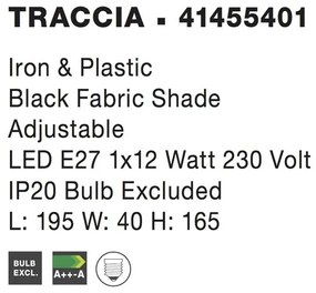 Lampadar, lampa de podea moderna cu inaltime reglabila Traccia negru