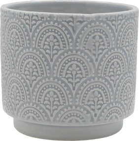 Ghiveci gri din portelan, cu model, H13/D14 cm, Fayence