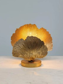 Lampa de masa, auriu, din metal, Ginkgo Leaves