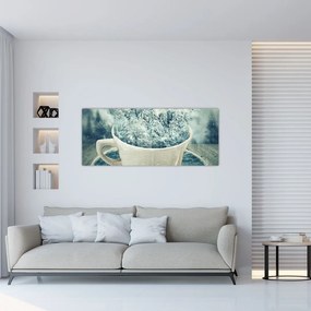 Tablou - Lumea de iarnă într-o căniță (120x50 cm)