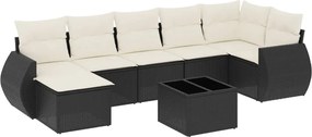 vidaXL Set mobilier de grădină cu perne, 8 piese, negru, poliratan