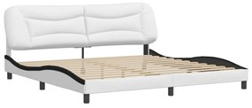 3208029 vidaXL Cadru de pat cu tăblie alb și negru 200x200cm piele artificială