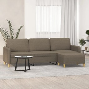Canapea cu 3 locuri și taburet, taupe, 210 cm, textil