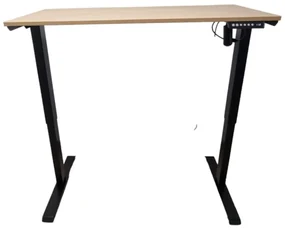 Birou reglabil electric TerrA2DS BLACK - profil dreptunghiular , profil cadru Negru (Dimensiune blat: 137x67 cm, Culoare blat: Stejar 18mm)
