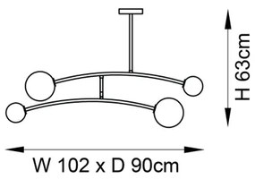 Endon 92940 - Lustră BALANCE pe tijă, 4x G9, 3W, 230V, neagră