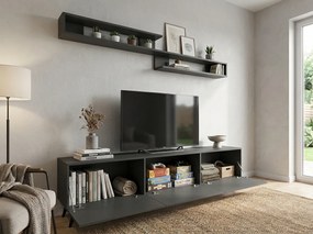 Dulap TV MIYA 150 cm cu polita de perete, antracit