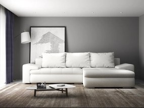 Colțar extensibil dumonde cu ladă de depozitare si sezut confortabil din spuma high-density, Leonardo Euphoria Ivory 260x185 cm II