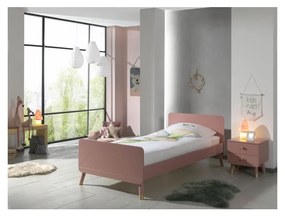 Pat din lemn de pin pentru copii Vipack Billy, 90 x 200 cm, roz