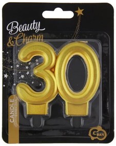 Colorat Gold Lumânare Aniversară Aurie 30, Lumânare cu Număr