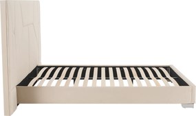 Pat cu somieră şi iluminare LED, 160x200, ţesătură Velvet bej, ALTESA