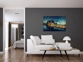 Tablou cu sat de pescari din Norvegia (90x60 cm)