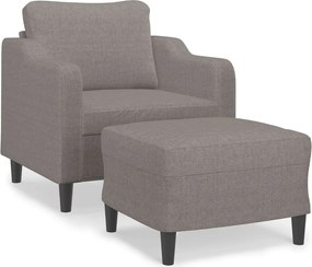 vidaXL Fotoliu canapea cu taburet, taupe, 60 cm, material textil