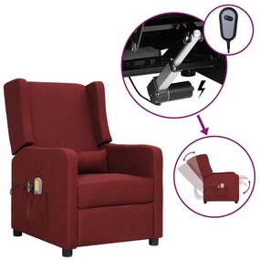 3098736 vidaXL Fotoliu de masaj electric rabatabil, roșu vin, textil