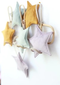 Ghirlanda decor din catifea, decoratiune pentru camera copilului - Velvet lila, menta si galben mustar