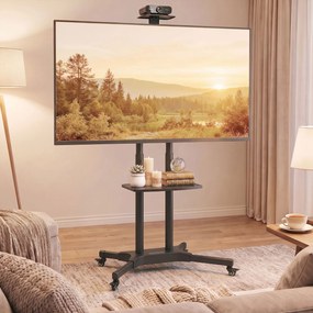 HOMCOM Cărucior Tv Mobil Reglabil 32-75 Țoli, Negru | Aosom Romania