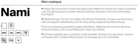 Aplica de perete LED, Aluminiu, Nami gri mat
