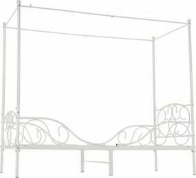Pat metalic cu baldachin,  alb, 90x200, ADELISA