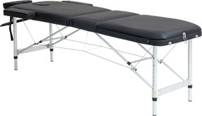 HOMCOM Pat de Masaj Pliabil cu Înălțime Reglabilă, Pat Profesional pentru Masaj din Aluminiu, 215x60x61-84 cm, Negru | Aosom Romania