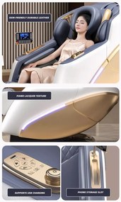 RESIGILAT- Fotoliu de masaj MECHA CONFORT, cu Incalzire, Bluetooth, Display, Ecran tactil, Zero Gravity, 2 Boxe, Moduri Automate, Suport Picioare extensibil, Piele Ecologica Premium