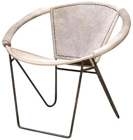 Fotoliu gri, piele de vaca, Arceau