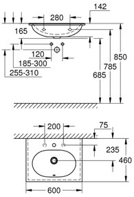 Lavoar GROHE ESSENCE 600 × 460 mm ceramică/alb - 3956800H