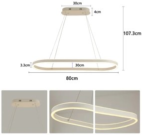 Brilagi - Lustru LED suspendat pe cablu PONDIE, 45W, 230V, 80x30 cm, alb