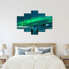 Tablou cu oameni la Aurora borealis (150x105 cm)