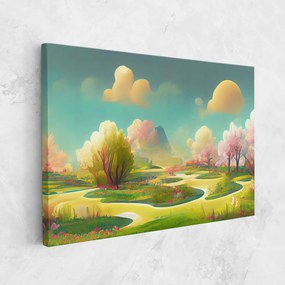 Tablou Canvas, 20x30cm, Dormitor si Living, Peisaje, Vara, Cartoon Spring