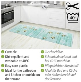 Covoraș de baie turcoaz din plastic 65x200 cm Mediaster – Wenko