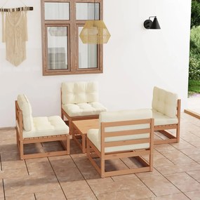 3076317 vidaXL Set mobilier de grădină cu perne, 5 piese, lemn masiv de pin