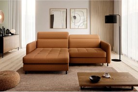 Colțar galben extensibil/cu spațiu de depozitare cu tapițerie din catifea (cu colț pe partea stângă/cu șezlong) Gomsi – ELTAP